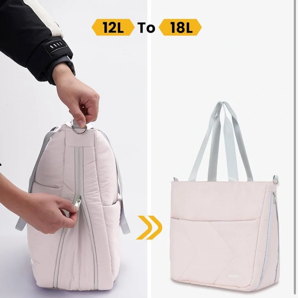 Bag Tote Bag with Zipper, Puffer Large Tote Bag 15.6